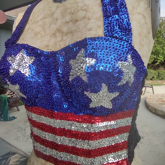 Vintage 80s handmade stripper top Velcro off , USA wonder woman - Picture 4 of 13